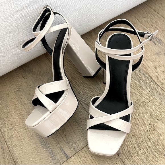 Zara patent vegan leather platform sandals